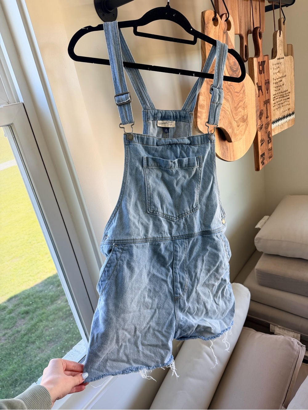 Universal Thread Light Blue Denim Shortalls with Adjustable Straps